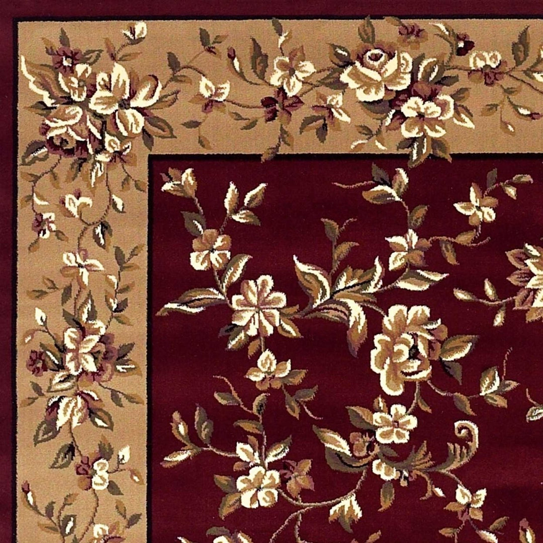 2 X 8 Red Or Beige Floral Runner Rug Image 6