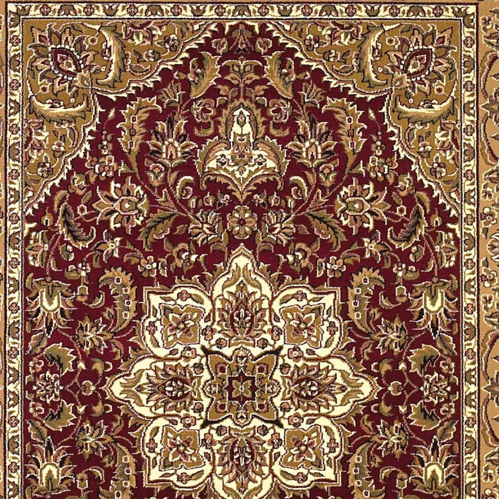 2 X 8 Red Or Beige Medallion Runner Rug Image 1