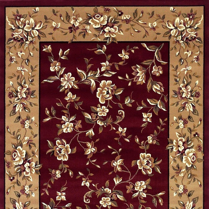 2 X 8 Red Or Beige Floral Runner Rug Image 8