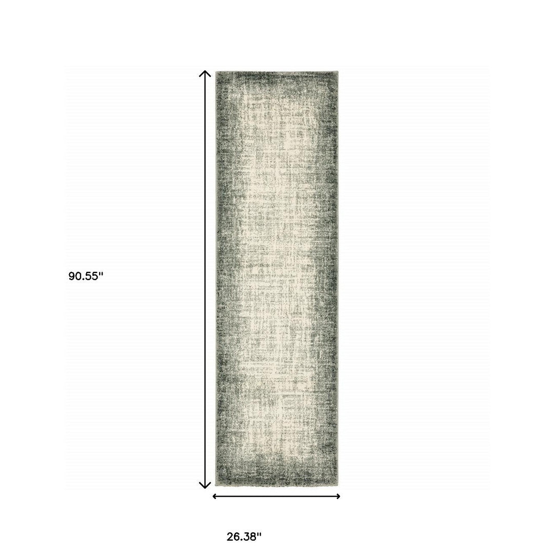 2 X 8 Grey Beige And Blue Power Loom Stain Resistant Runner Rug Image 8