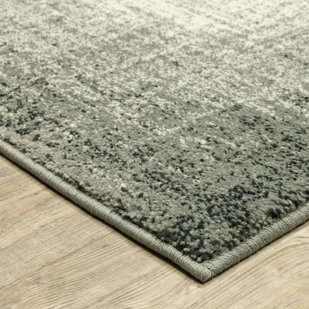 2 X 8 Grey Beige And Blue Power Loom Stain Resistant Runner Rug Image 9