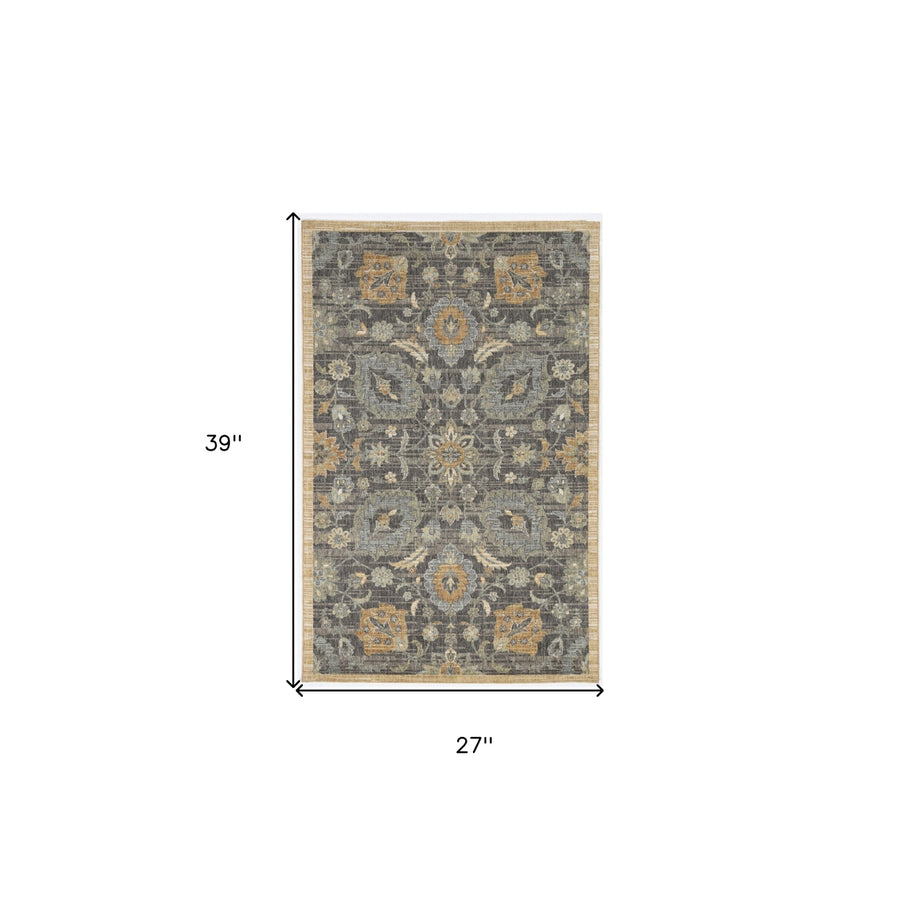 5X8 Taupe Machine Woven Traditional Indoor Area Rug Image 1