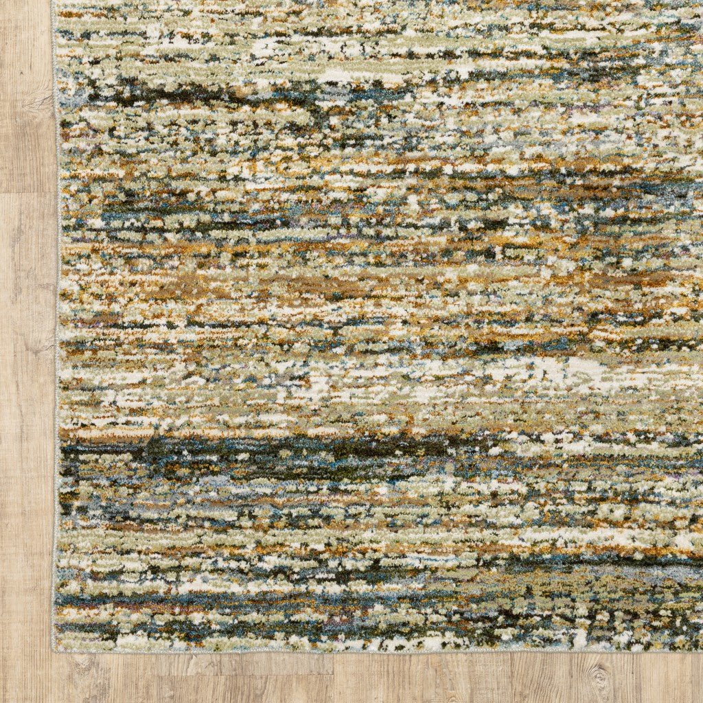 8X10 Gold And Green Abstract Area Rug Image 5