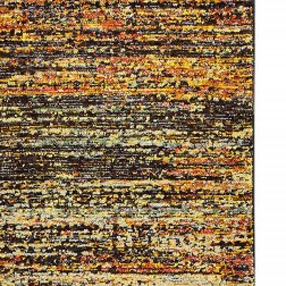 12 Gold And Slate Abstract Runner Rug Image 2