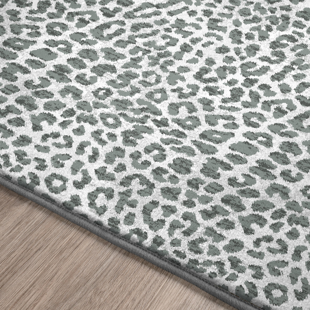 2 X 8 Grey Leopard Print Shag Handmade Non Skid Runner Rug Image 6