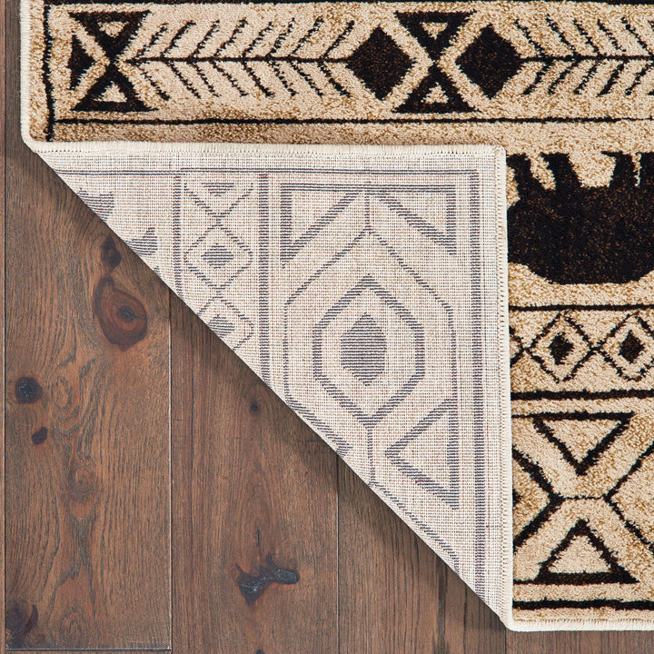 2 X 8 Ivory And Black Southwestern Power Loom Stain Resistant Runner Rug Image 4