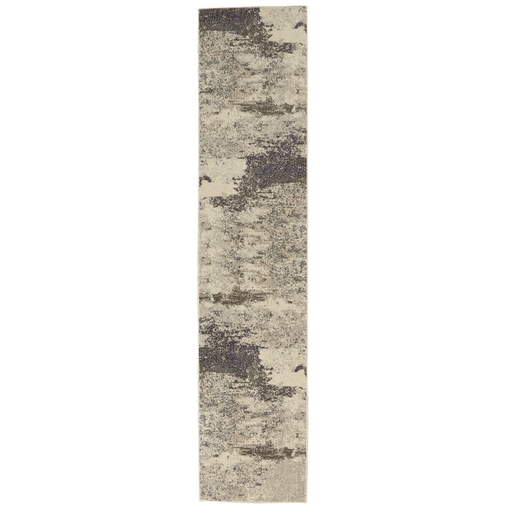 2 X 8 Ivory And Grey Abstract Power Loom Non Skid Runner Rug Image 1