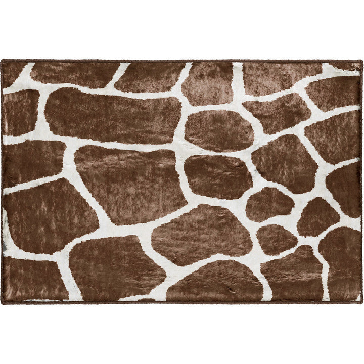 2 x 3 Brown and Ivory Animal Print Handmade Non Skid Area Rug Image 3