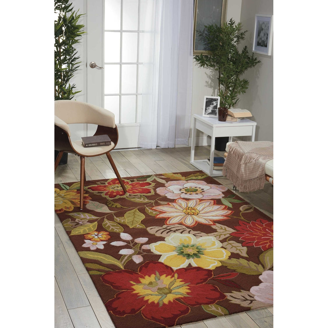 2 X 3 Brown Floral Hand Hooked Handmade Area Rug Image 5