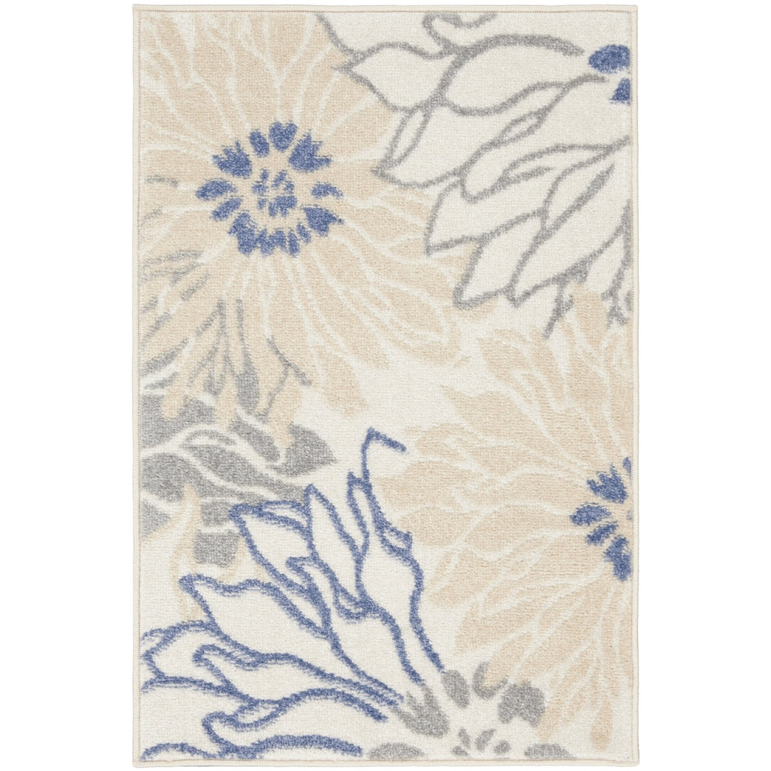 2 X 3 Cream Floral Power Loom Distressed Area Rug Image 1