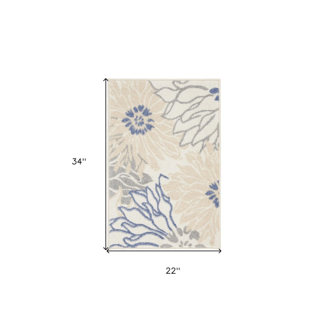 2 X 3 Cream Floral Power Loom Distressed Area Rug Image 7