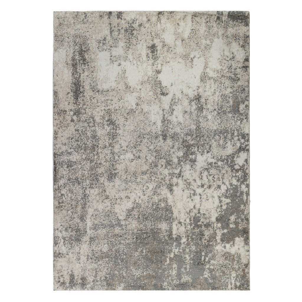 2 x 3 Gray and Beige Abstract Power Loom Area Rug Image 1