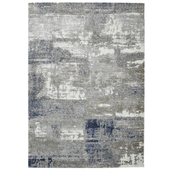 2 x 3 Gray and Blue Abstract Power Loom Area Rug Image 1