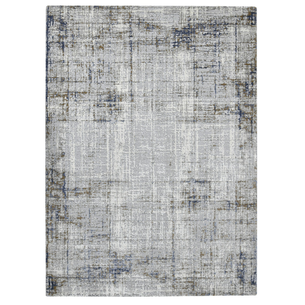 2 x 3 Gray and Gold Abstract Power Loom Area Rug Image 1