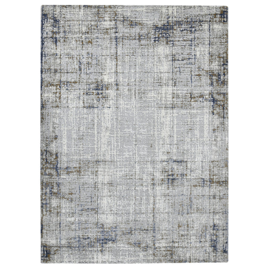 2 x 3 Gray and Gold Abstract Power Loom Area Rug Image 1