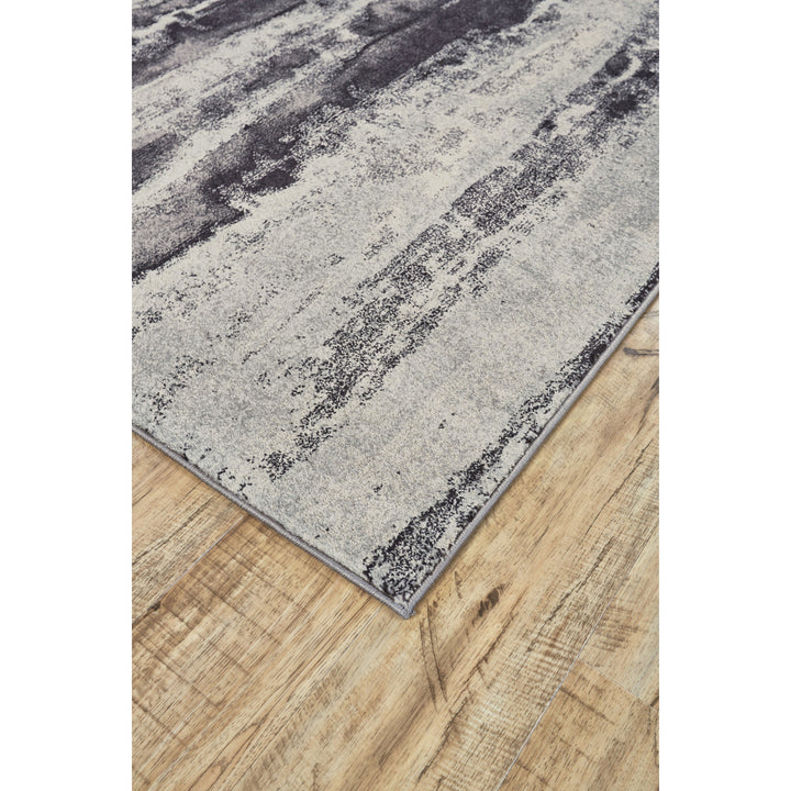 2 X 3 Gray And Black Abstract Stain Resistant Area Rug Image 2