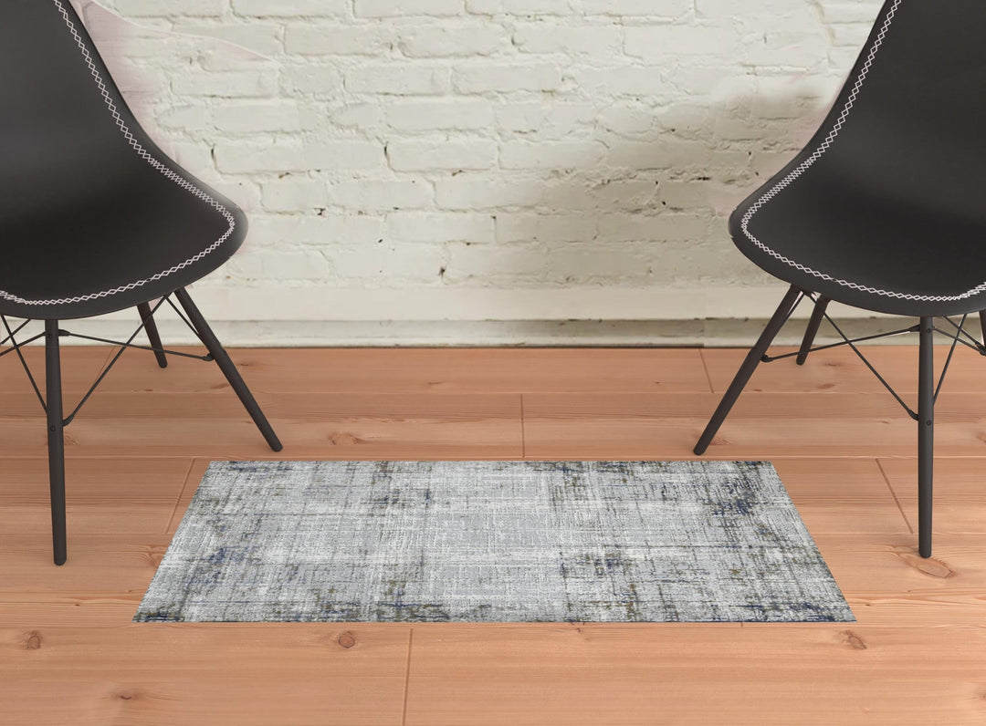 2 x 3 Gray and Gold Abstract Power Loom Area Rug Image 2