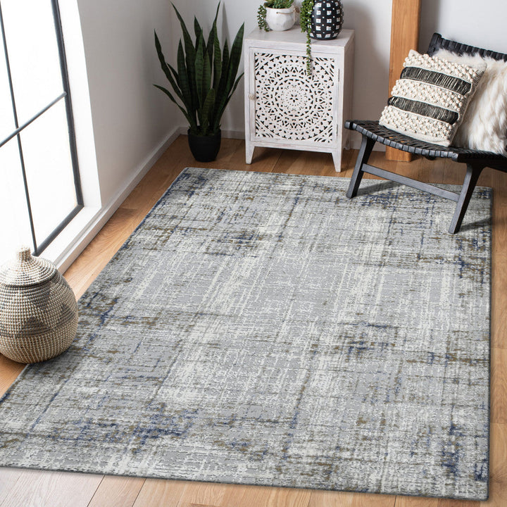 2 x 3 Gray and Gold Abstract Power Loom Area Rug Image 5