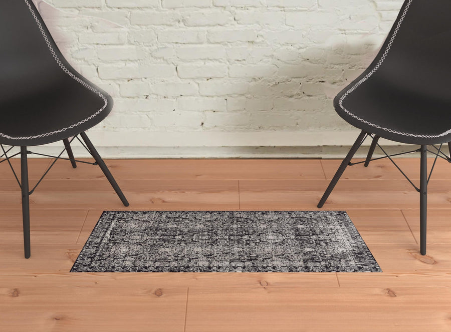 2 X 3 Gray And Ivory Abstract Stain Resistant Area Rug Image 1