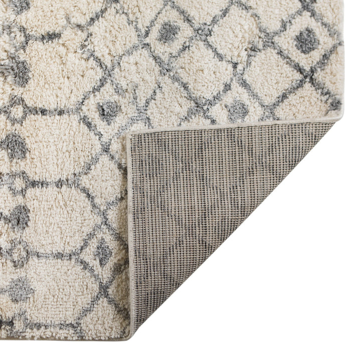 2 x 3 Gray and Ivory Geometric Shag Area Rug Image 4