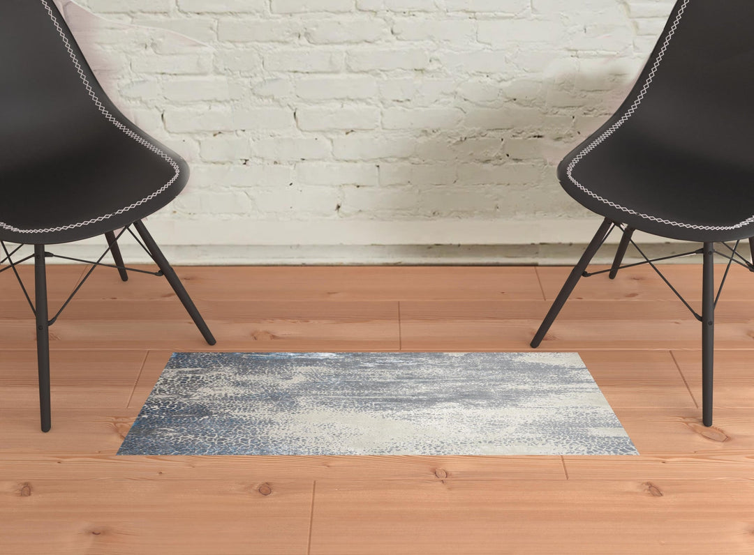 2 X 3 Gray Blue And Ivory Abstract Stain Resistant Area Rug Image 1