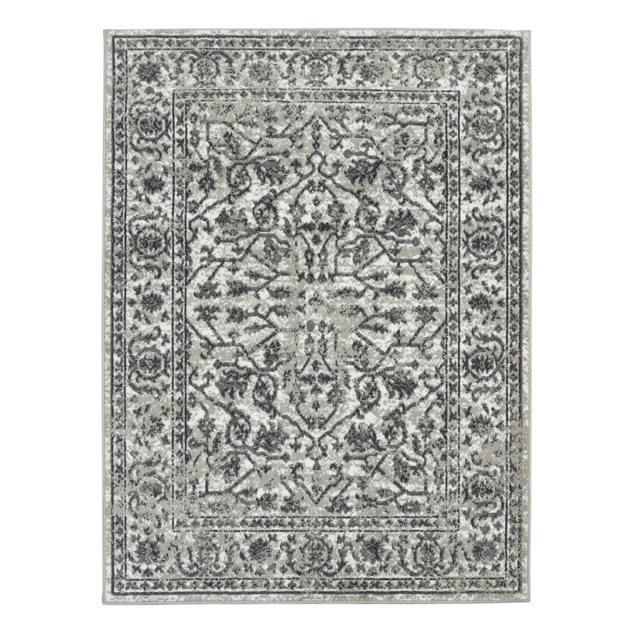 2 x 3 Gray Floral Power Loom Area Rug Image 1