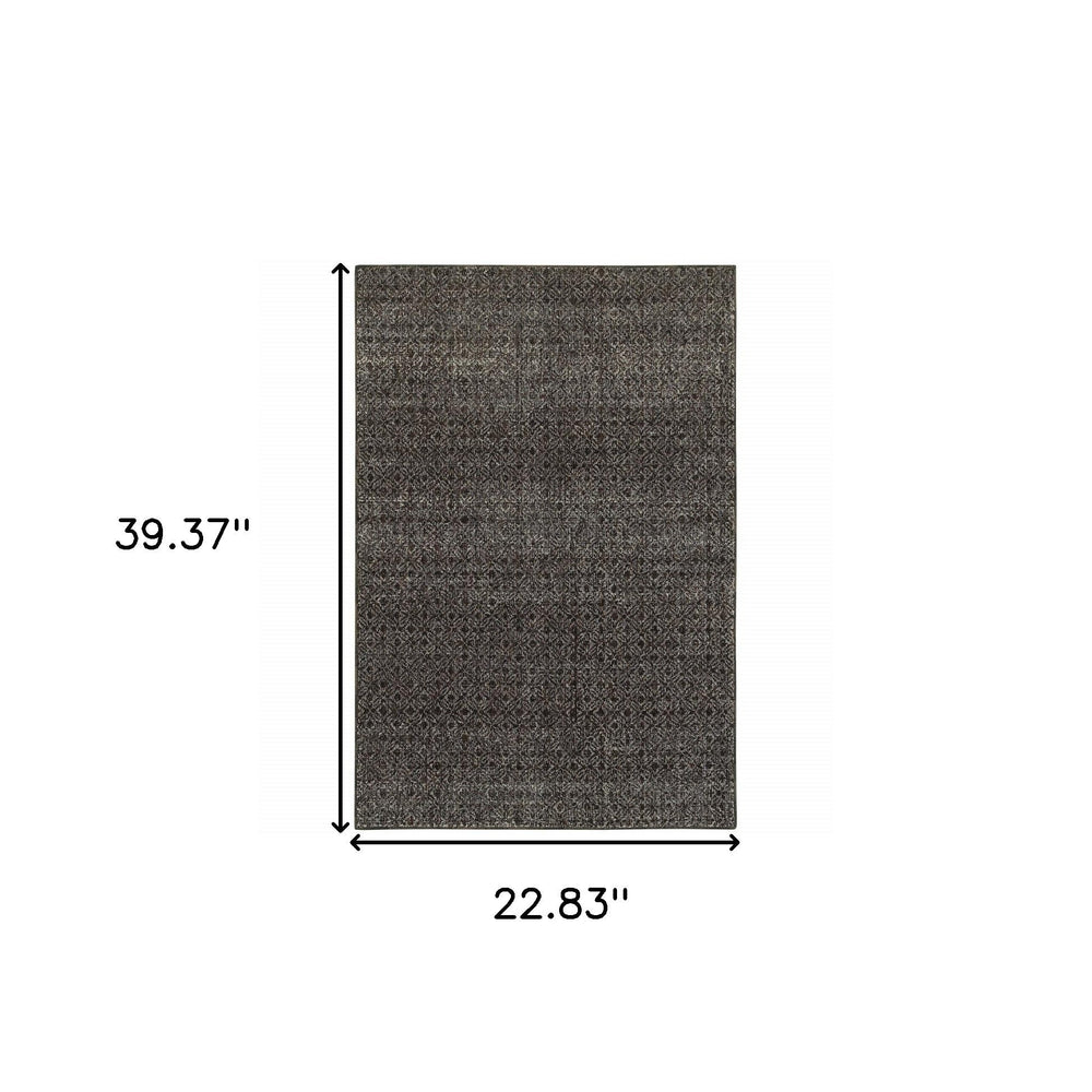 2 x 3 Gray Geometric Power Loom Area Rug Image 2