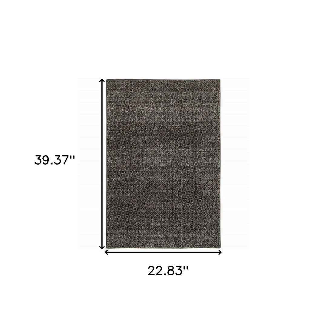 2 x 3 Gray Geometric Power Loom Area Rug Image 2