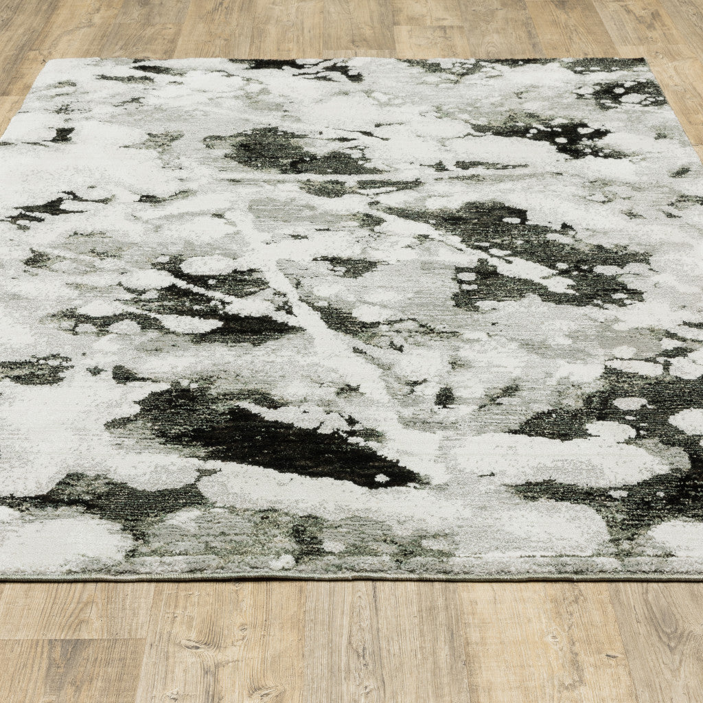 2 x 3 Gray and White Abstract Power Loom Area Rug Image 9