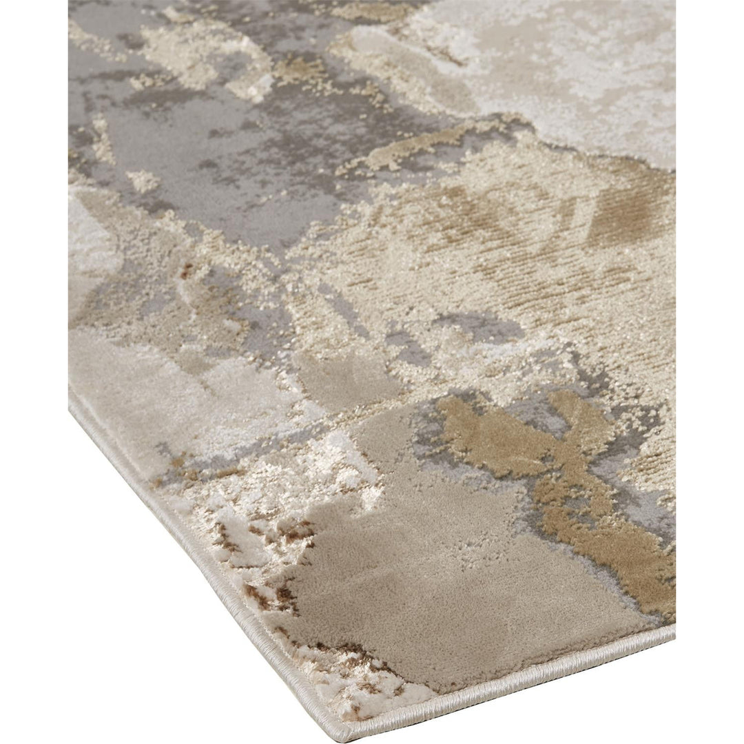 2 X 3 Gray Ivory And Gold Abstract Stain Resistant Area Rug Image 1