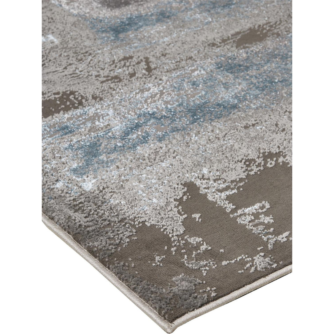 2 X 3 Gray Ivory And Blue Abstract Stain Resistant Area Rug Image 2