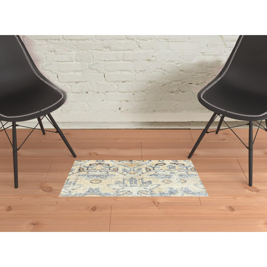 2 X 3 Gray Moroccan Machine Tufted Area Rug With UV Protection Image 1