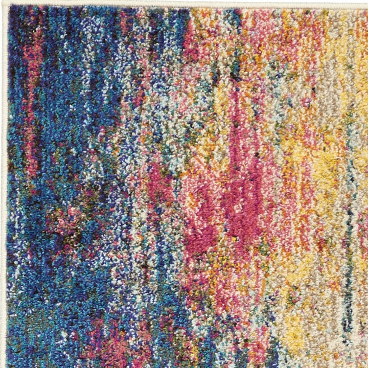 2 X 6 Blue And Yellow Abstract Power Loom Non Skid Area Rug Image 3