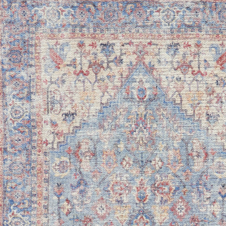 2 X 6 Blue Oriental Power Loom Distressed Washable Runner Rug Image 1