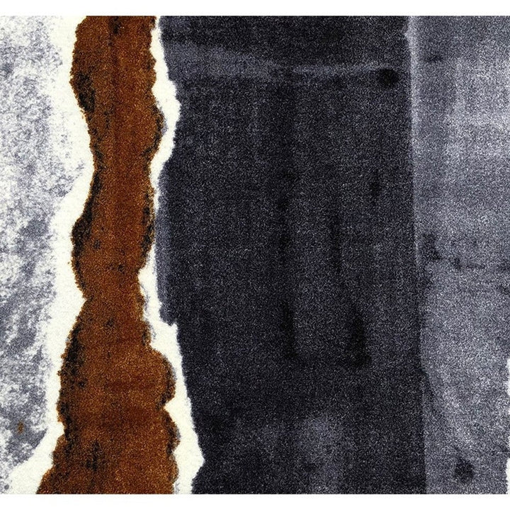 2 x 6 Gray and Brown Abstract Southwest Washable Runner Rug Image 3