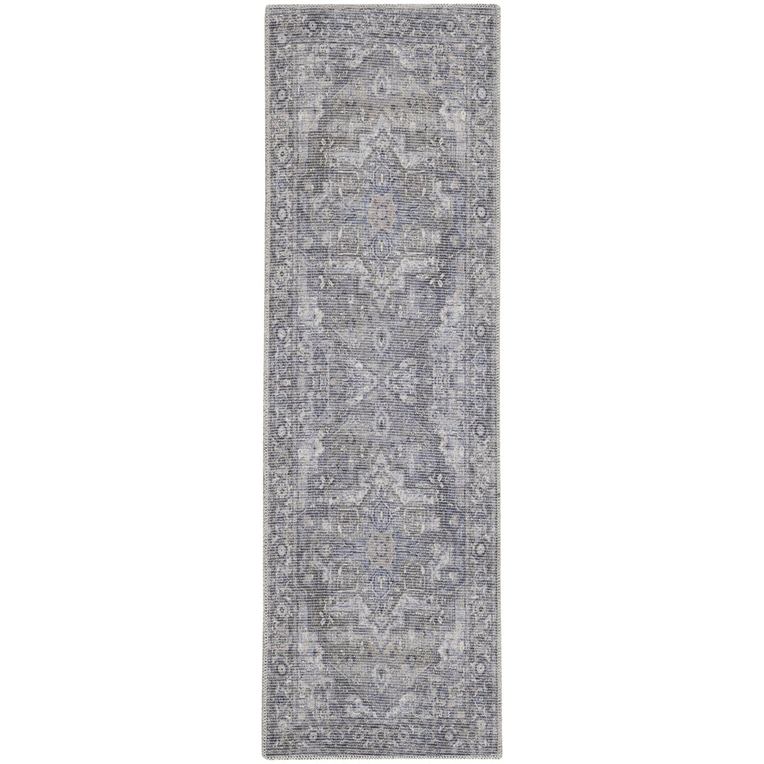 2 X 6 Grey Oriental Power Loom Distressed Washable Runner Rug Image 1