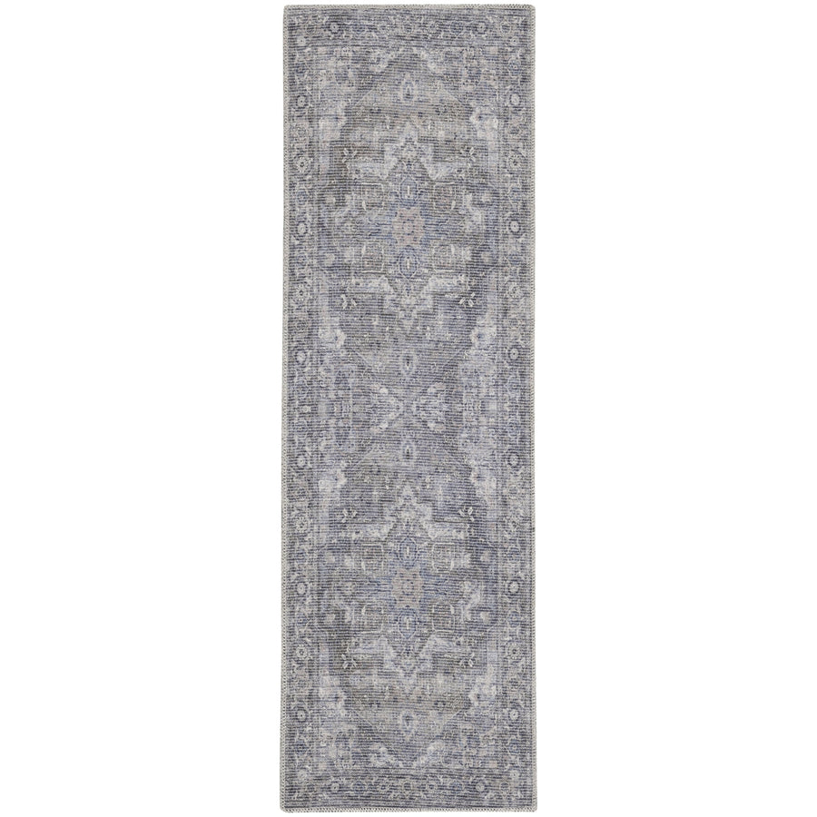 2 X 6 Grey Oriental Power Loom Distressed Washable Runner Rug Image 1