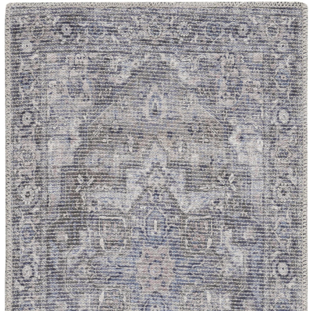 2 X 6 Grey Oriental Power Loom Distressed Washable Runner Rug Image 4