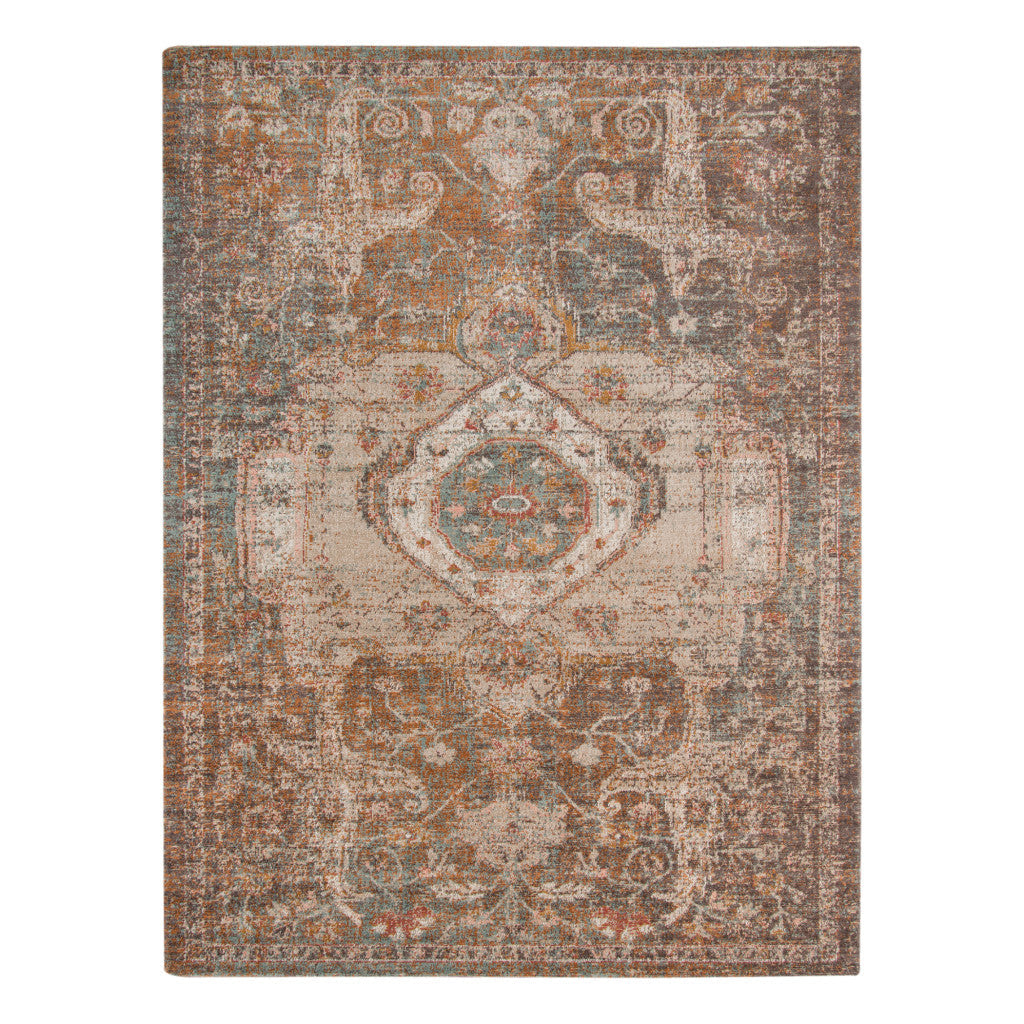 2 x 3 Taupe Medallion Power Loom Area Rug With Fringe Image 1