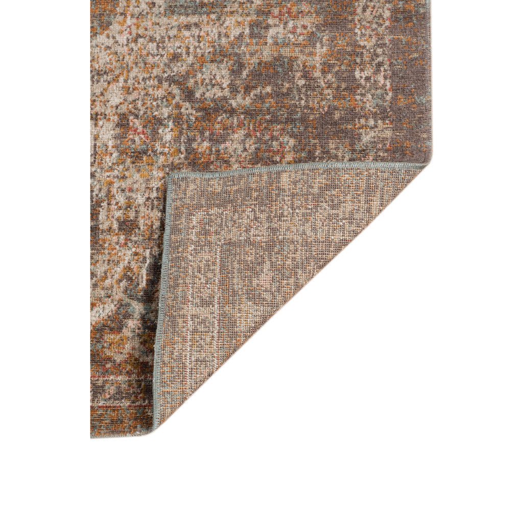 2 x 3 Taupe Medallion Power Loom Area Rug With Fringe Image 3