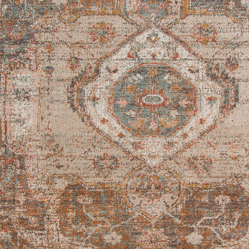 2 x 3 Taupe Medallion Power Loom Area Rug With Fringe Image 7