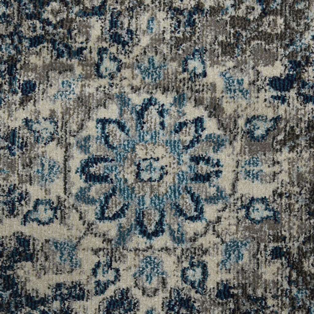 2 x 3 Teal Blue Medallion Power Loom Area Rug Image 1