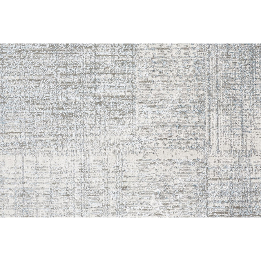 2 X 3 White Gray And Blue Abstract Stain Resistant Area Rug Image 1