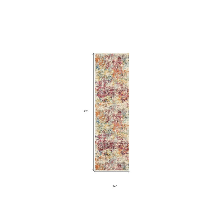 2 X 6 Pink Abstract Power Loom Distressed Non Skid Area Rug Image 5