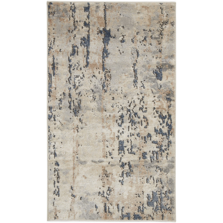 2 X 4 Beige And Grey Abstract Power Loom Non Skid Area Rug Image 1