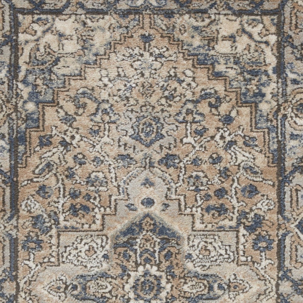 2 X 4 Beige And Grey Oriental Power Loom Non Skid Area Rug Image 3