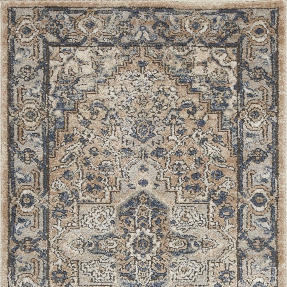 2 X 4 Beige And Grey Oriental Power Loom Non Skid Area Rug Image 4