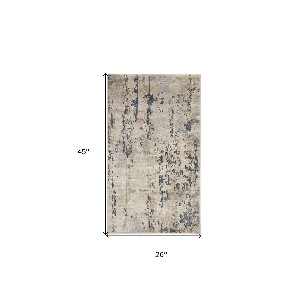 2 X 4 Beige And Grey Abstract Power Loom Non Skid Area Rug Image 5