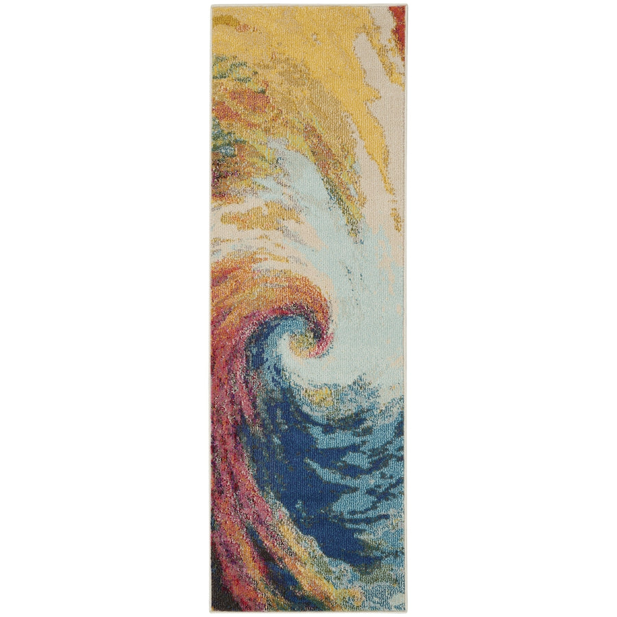 2 X 6 Wave Abstract Power Loom Non Skid Runner Rug Image 1