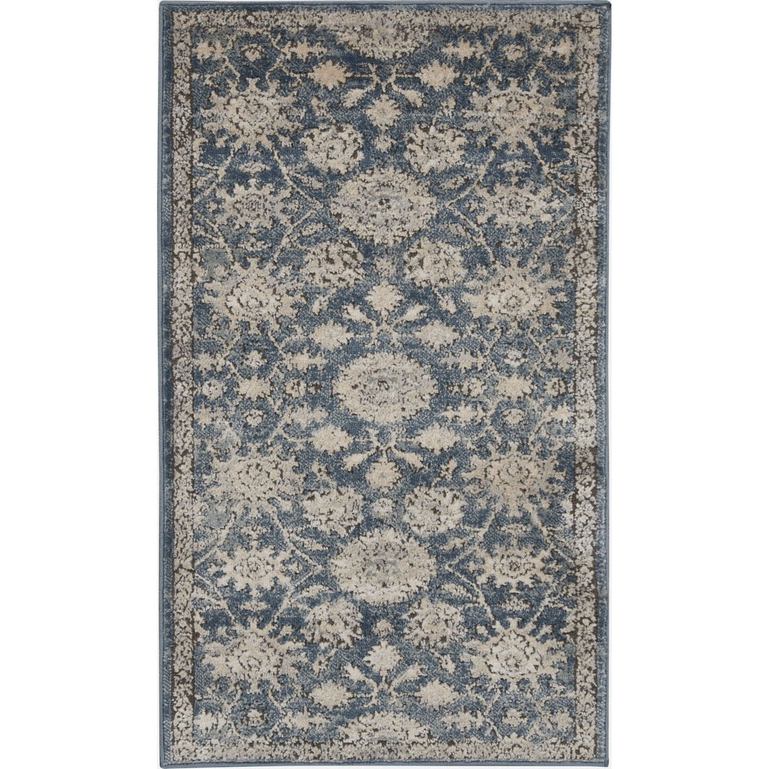 2 X 4 Blue And Beige Oriental Non Skid Area Rug Image 1